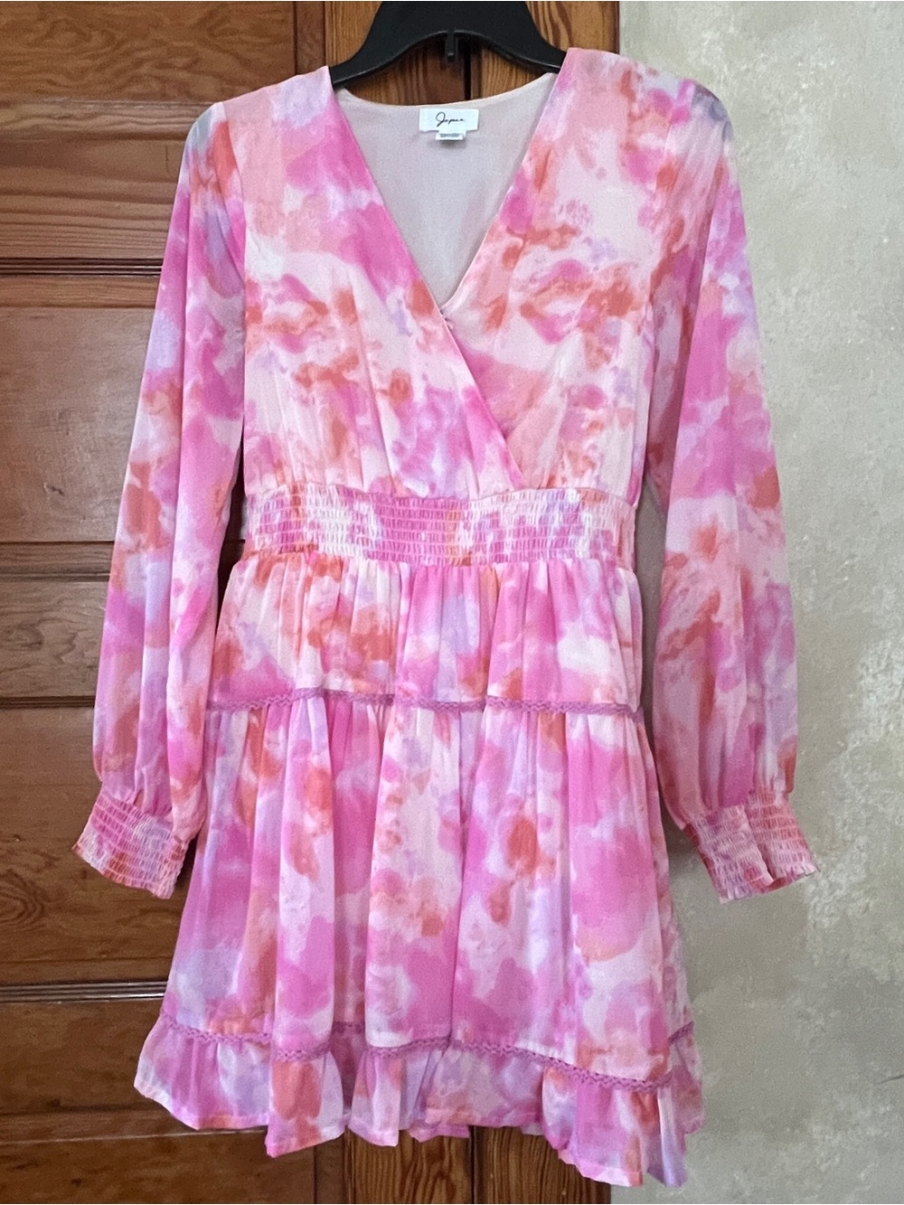 Japna Women’s Coquette Fairy Smocked Summer Dress Size M Pink/Orange Tie Dye